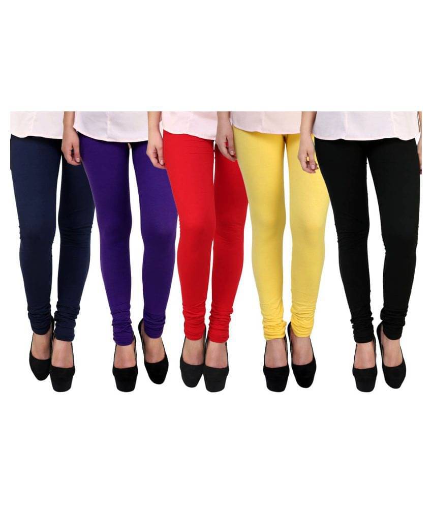     			FnMe - Multicolor Cotton Blend Women's Leggings ( Pack of 5 )