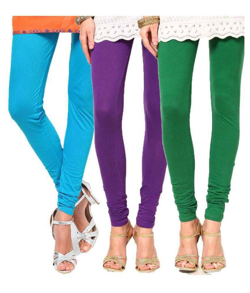     			FnMe - Blue Cotton Women's Leggings ( Pack of 3 )