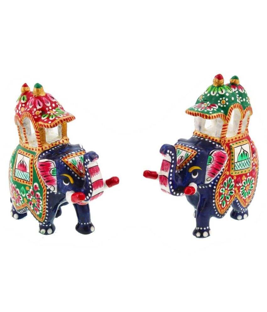     			ASHISH UNIQUETREND Multicolour Brass Decorative Elephant - Pack of 1