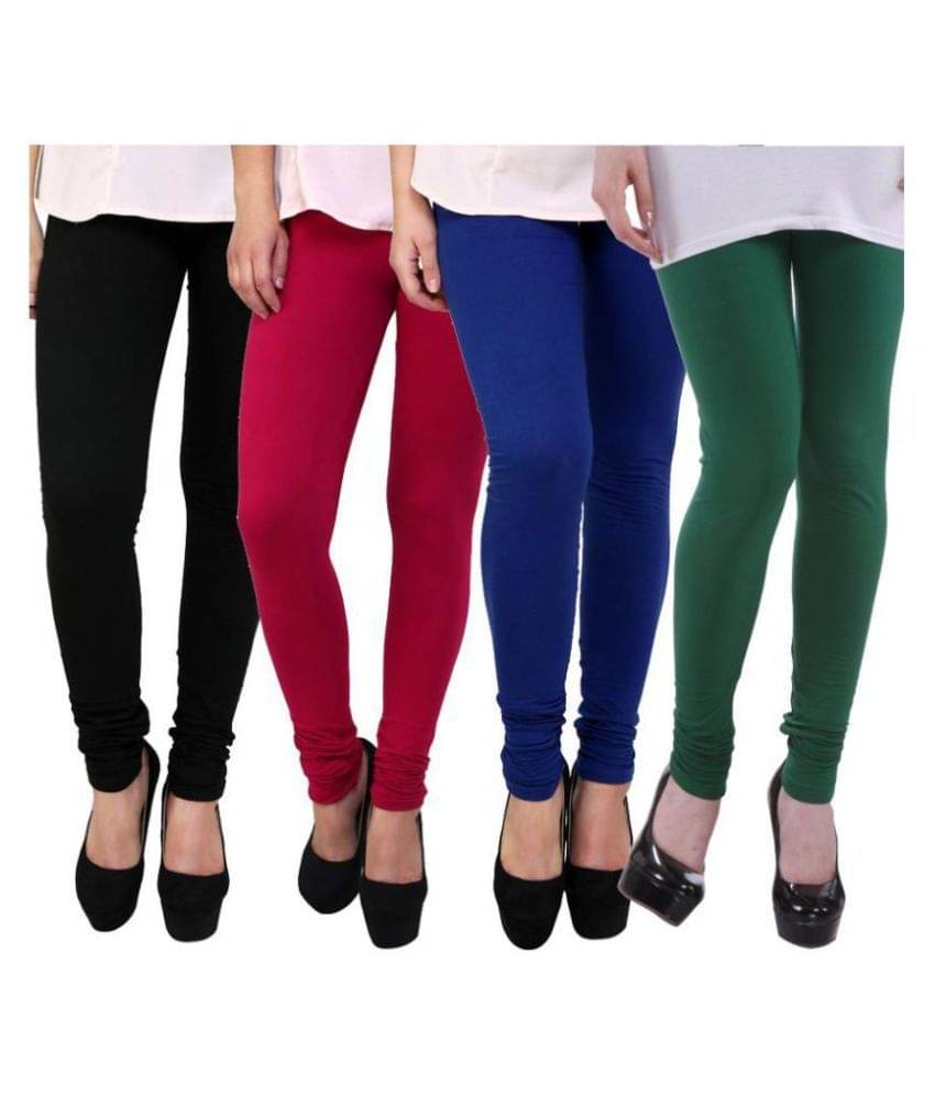 FnMe Cotton Lycra Black, Blue, Red & Greeen Pack of 4 Leggings FnMe Cotton Lycra Black, Blue, Red & Greeen Pack of 4 Leggings