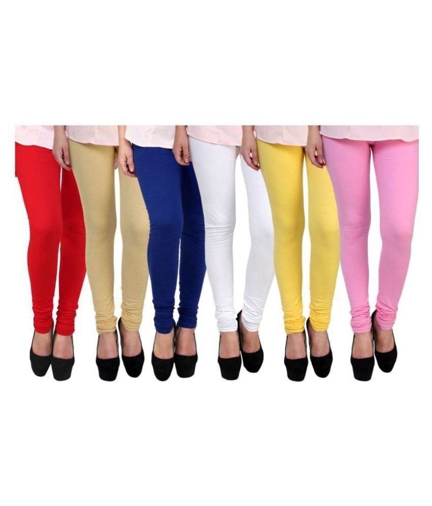     			FnMe - Red Cotton Women's Leggings ( Pack of 6 )