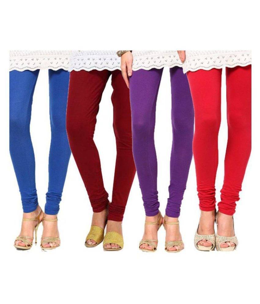     			FnMe - Blue Cotton Women's Leggings ( Pack of 4 )