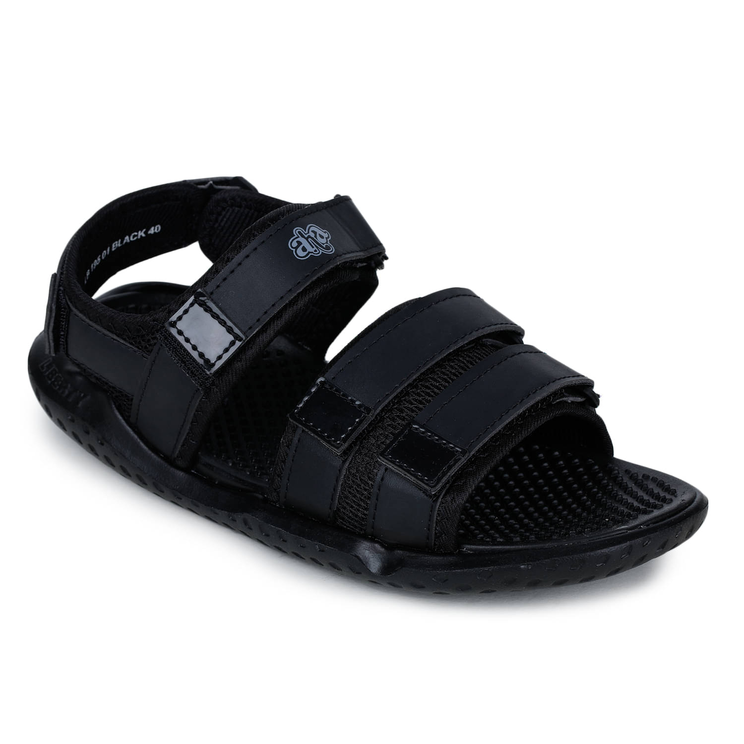     			Liberty Black Mesh Floater Sandals
