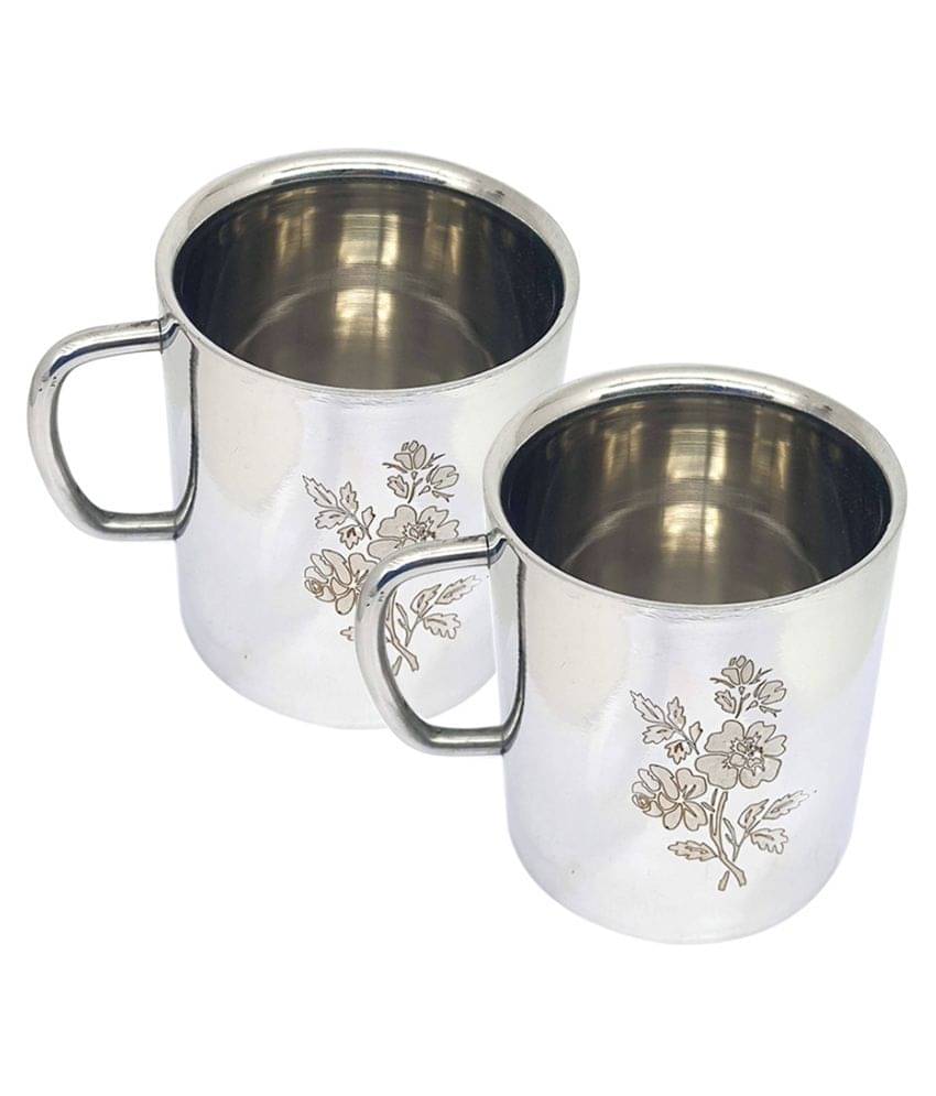     			bartan hub Double walled Mug Steel Coffee Mug 2 Pcs 200 mL
