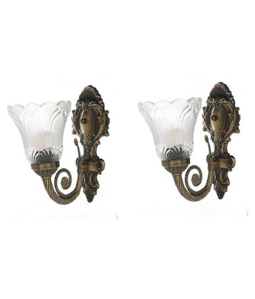     			AFAST Decorative & Designer Wood Wall Light White - Pack of 2