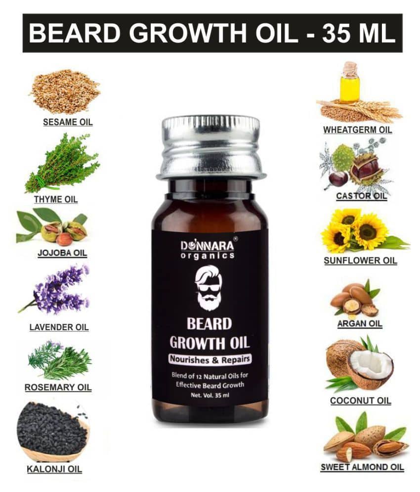 Donnara Organics - 35mL Growth Increasing Beard Oil (Pack of 1) - Beard Care and Tools | Buy online on ZillyBuy