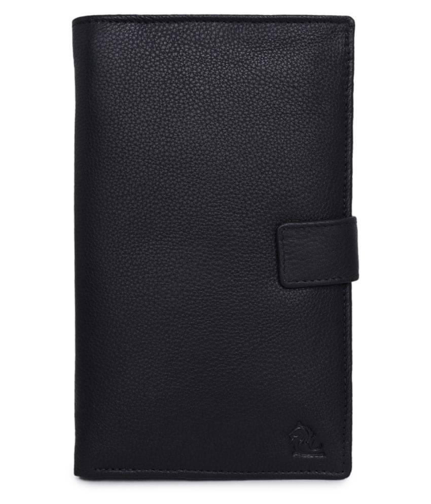     			Kara Leather Black Casual Traveller Wallet
