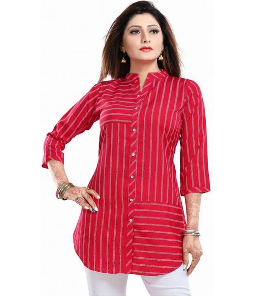 Meher Impex Red Crepe A-line Kurti - Kurtis, Tunics | Buy online on ZillyBuy