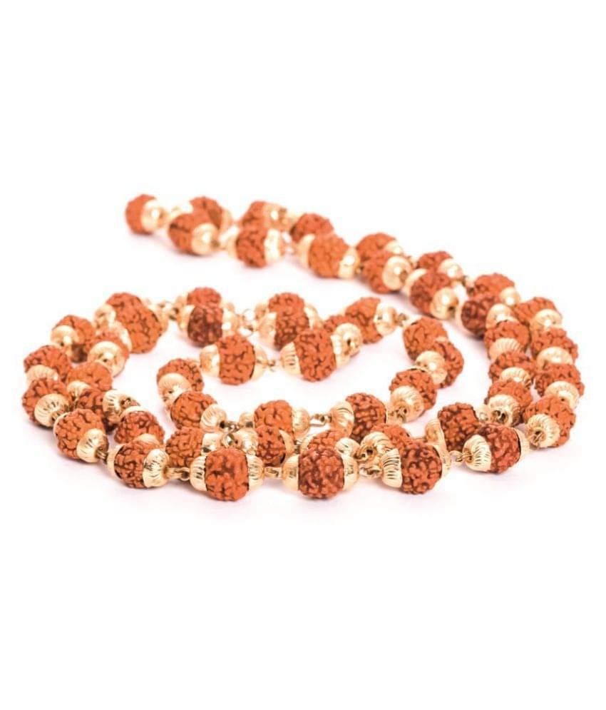     			Arkam Yellow Metal Capped Rudraksha Mala/ 100% Natural Rudraksha Mala with Yellow Metal Capping/ Original Rudraksha mala set in Yellow Metal (Size: 7mm, Beads: 54+1, Length: 28 inches)