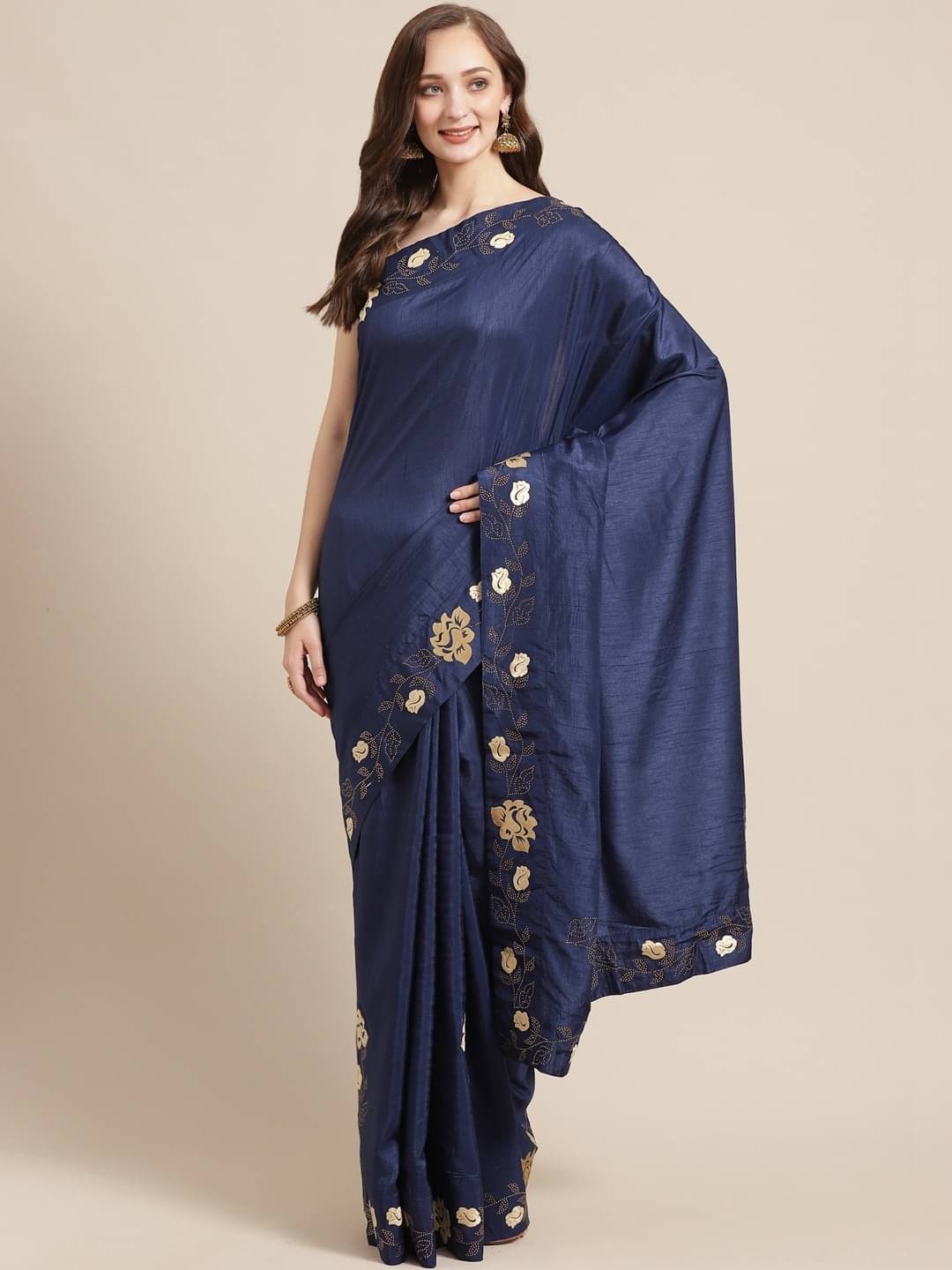     			Shaily Retails Silk Blends Saree With Unstitched Blouse Piece ( Blue )