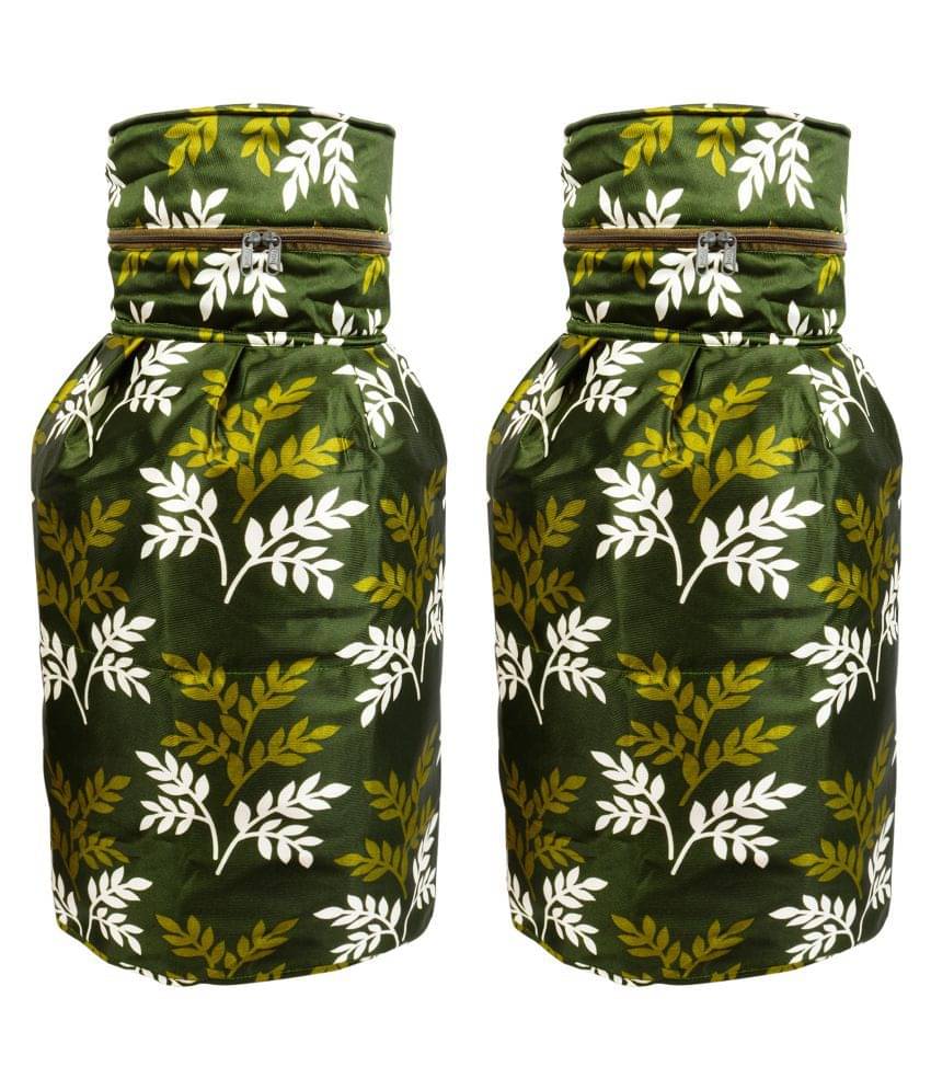 E-Retailer Set of 2 Polyester Green Cylinder Cover E-Retailer Set of 2 Polyester Green Cylinder Cover