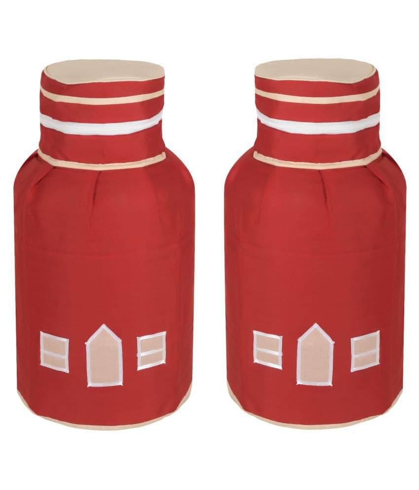     			E-Retailer Set of 2 Polyester Red Cylinder Cover