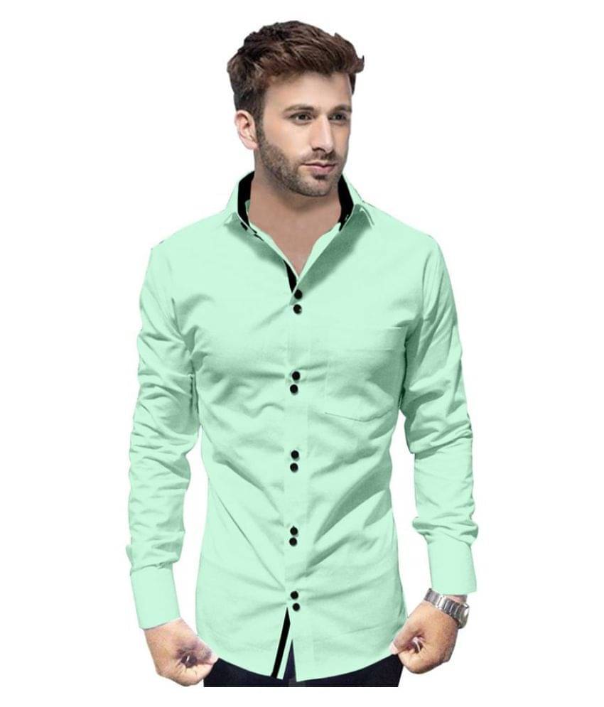 P&V - Green Cotton Blend Regular Fit Men's Casual Shirt (Pack of 1) P&V - Green Cotton Blend Regular Fit Men's Casual Shirt (Pack of 1)