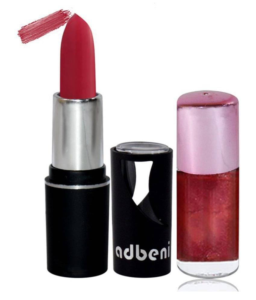     			Adbeni Combo Pack Hot Red Lipstick & Maroon Nail Polish  Lips Pack of 2 100