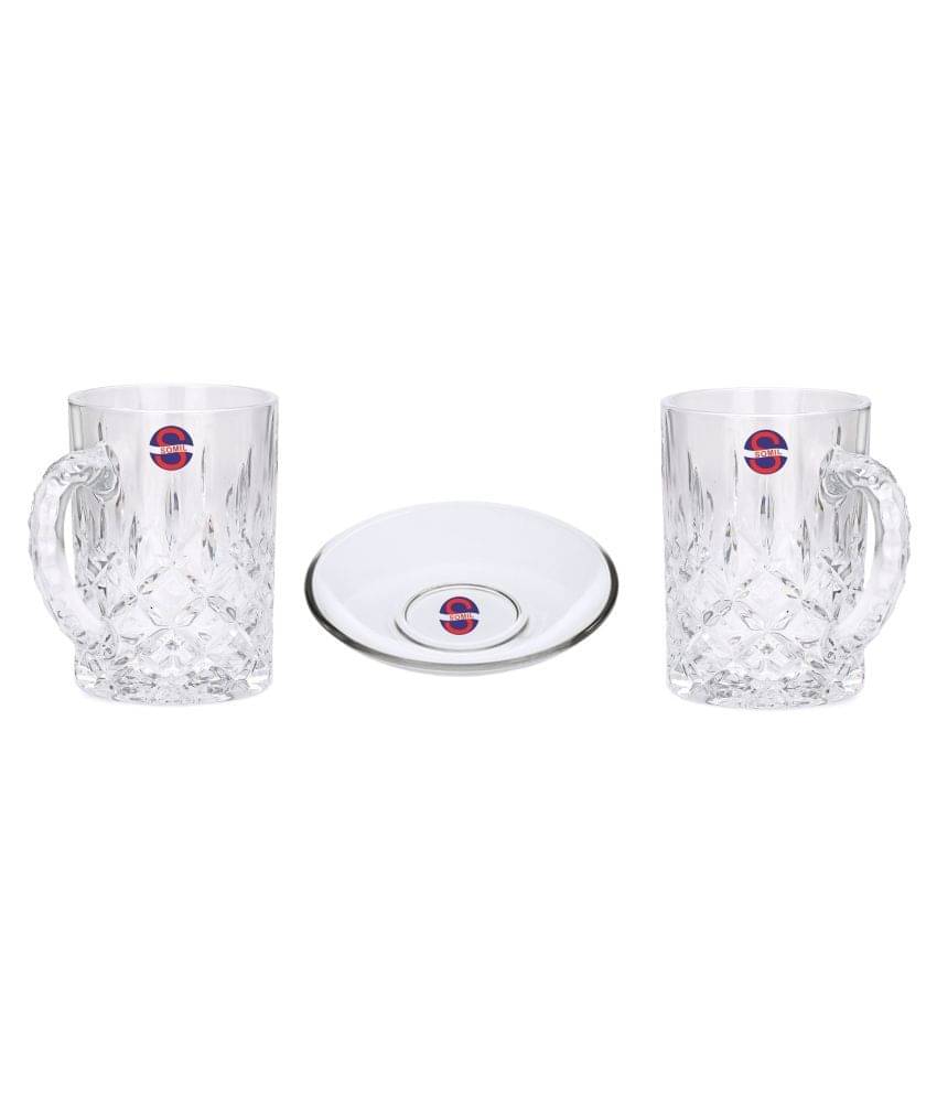     			Afast Glass Glass, Plate Set, Transparent, Pack Of 3, 380 ml