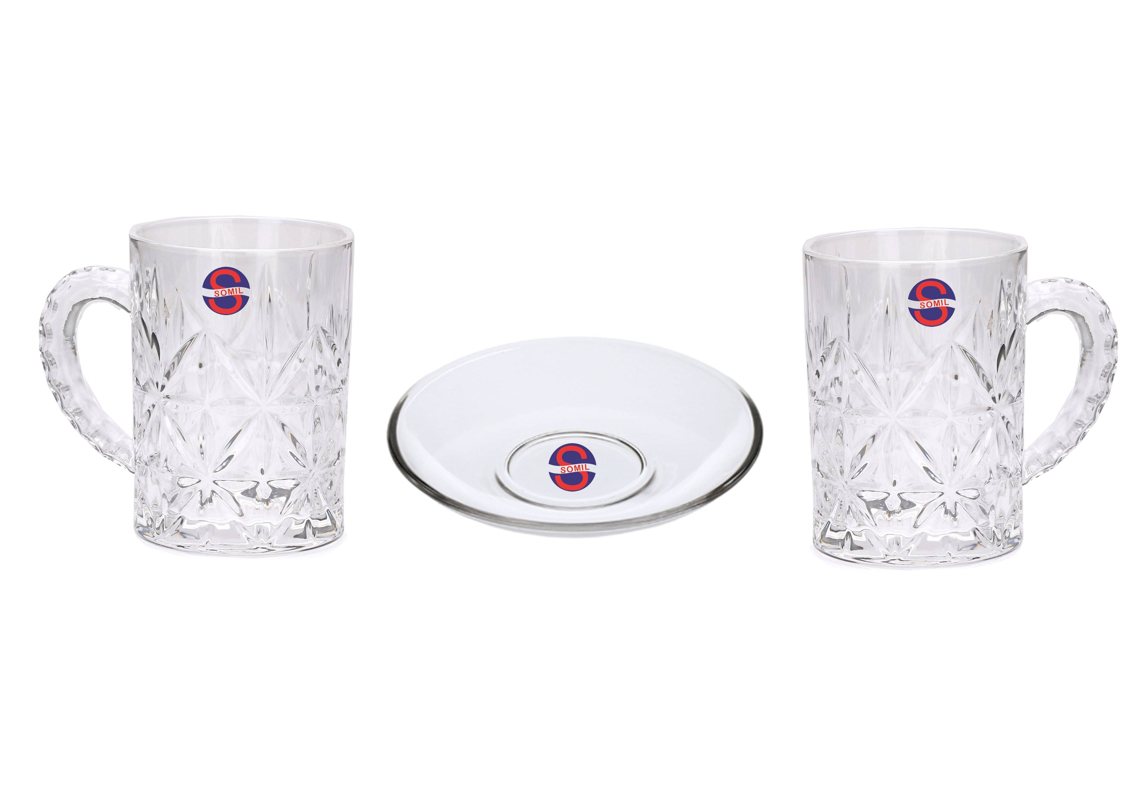     			Afast Glass Glass, Plate Set, Transparent, Pack Of 3, 380 ml
