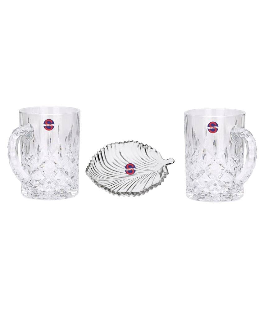     			Afast Glass Glass, Plate Set, Transparent, Pack Of 3, 380 ml