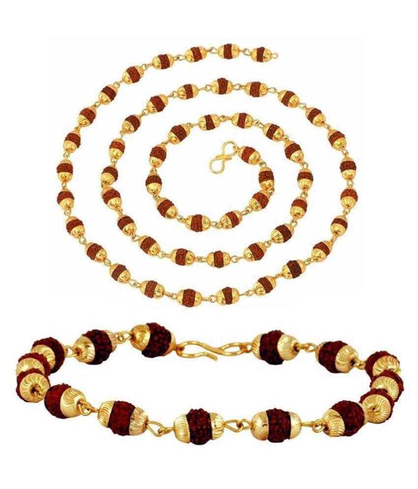 DvR ClicK 100% Original Rudraksha Mala With Rudraksha Bracelet Gold Plated Cap For Unisex DvR ClicK 100% Original Rudraksha Mala With Rudraksha Bracelet Gold Plated Cap For Unisex