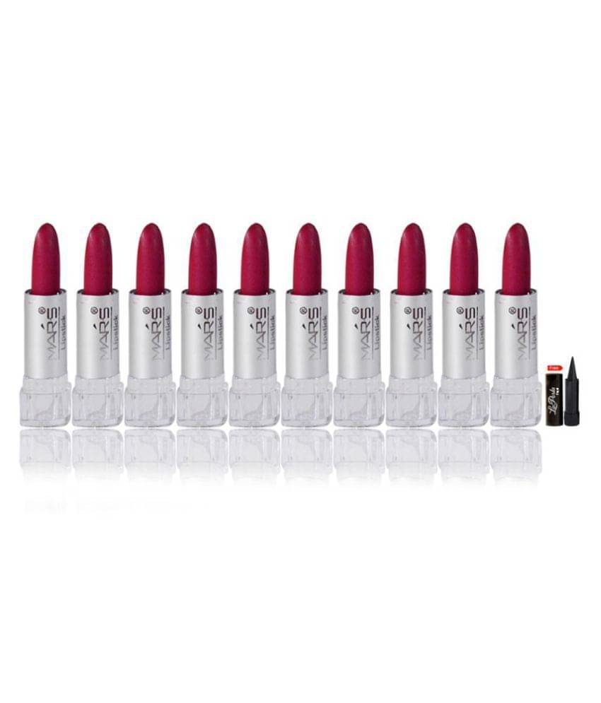     			Mars Mini Plum Color Lipstick Pack10 With Kajal Red 3.4 g
