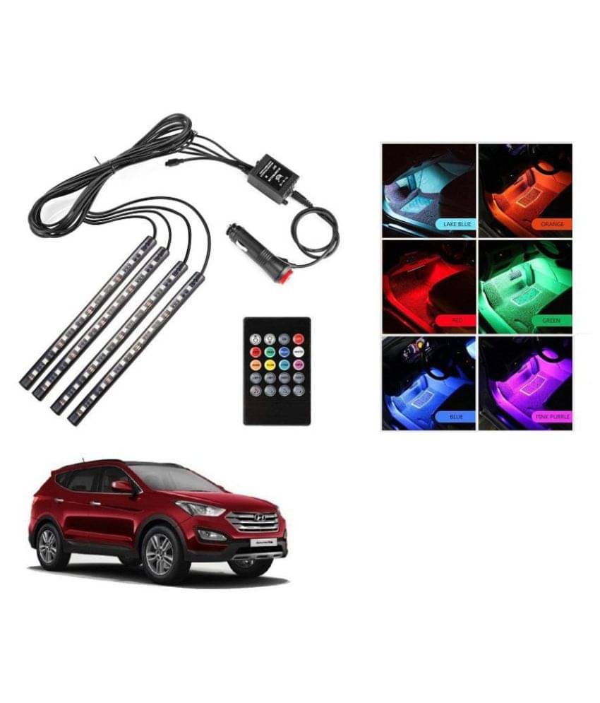     			AutoRight Atmosphere Light LED Wireless Remote Music Controller Car Interior Strip Light Lamp Kit For Hyundai SantaFe