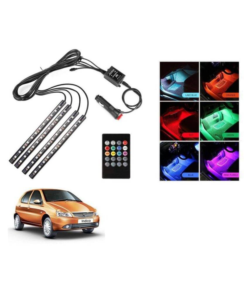     			AutoRight Atmosphere Light LED Wireless Remote Music Controller Car Interior Strip Light Lamp Kit For Tata Indica