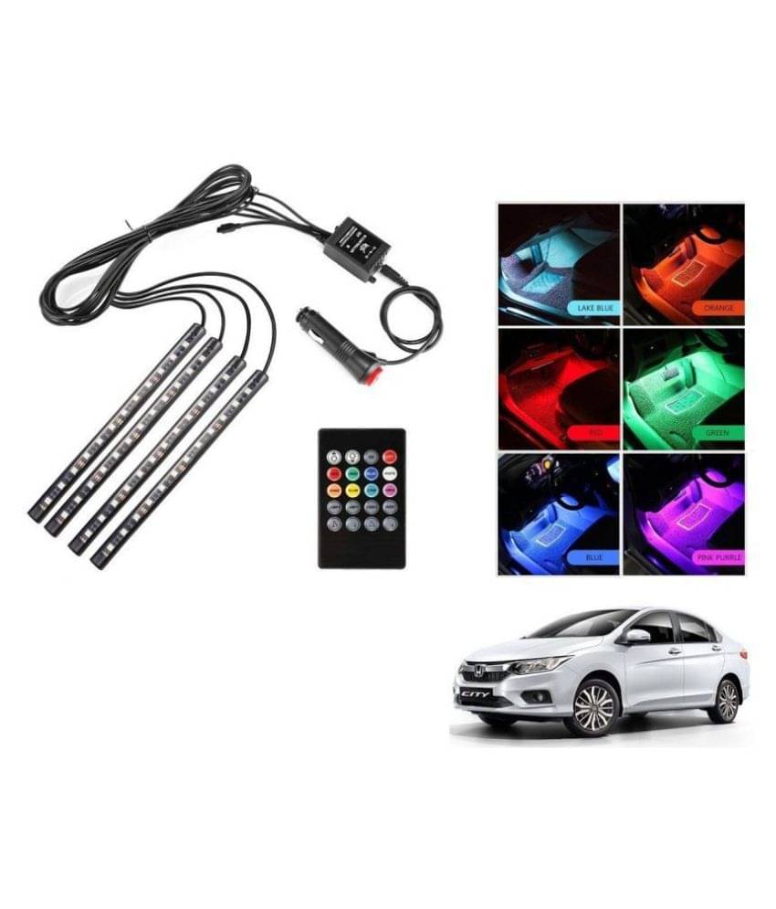     			AutoRight Atmosphere Light LED Wireless Remote Music Controller Car Interior Strip Light Lamp Kit For Honda City