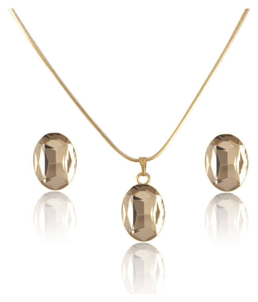     			JFL Crystal Pendant with Chain and Earrings Set for Women & Girls