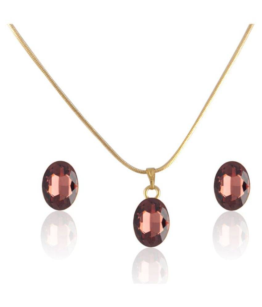     			JFL Crystal Pendant with Chain and Earrings Set for Women & Girls