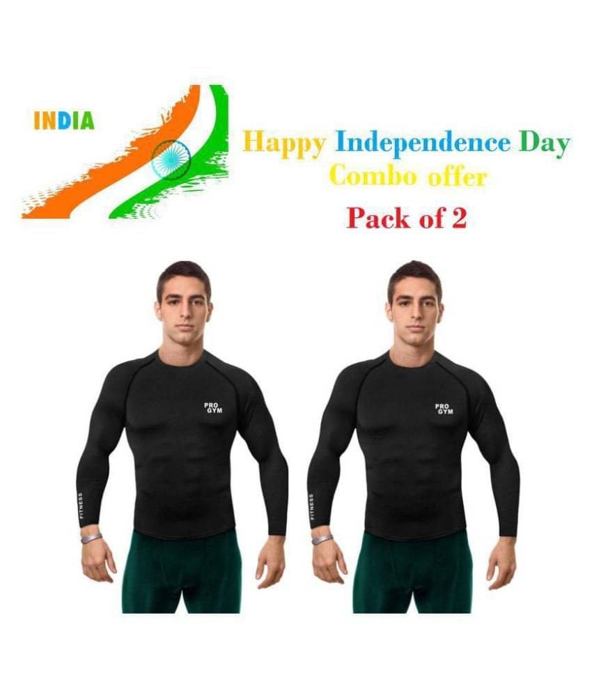 Happy Independence Day Combo Offer Pack of 2 ! 100% Polyester Compression T-Shirt, Top Full Sleeve, Fit Multi Sports Cycling, Cricket, Football, Badminton, Gym, Fitness     			Happy Independence Day Combo Offer Pack of 2 ! 100% Polyester Compression T-Shirt, Top Full Sleeve, Fit Multi Sports Cycling, Cricket, Football, Badminton, Gym, Fitness