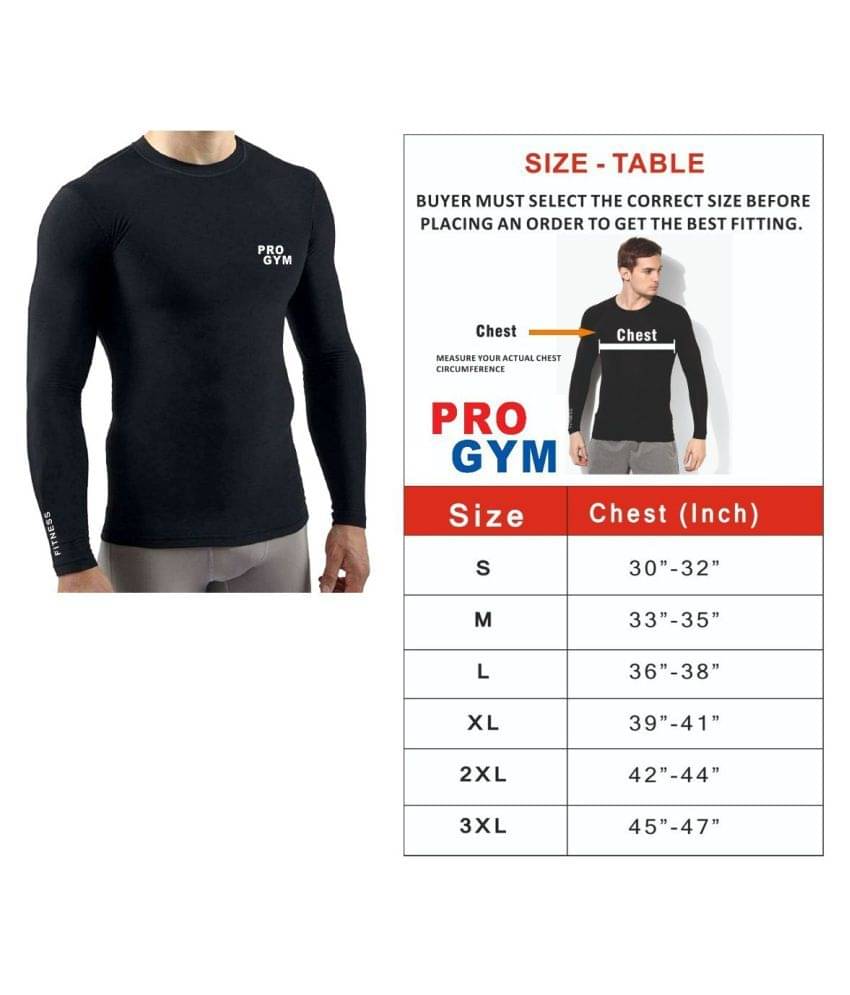     			Pro Gym Unisex 100% Polyester Compression T-Shirt - Full Sleeve