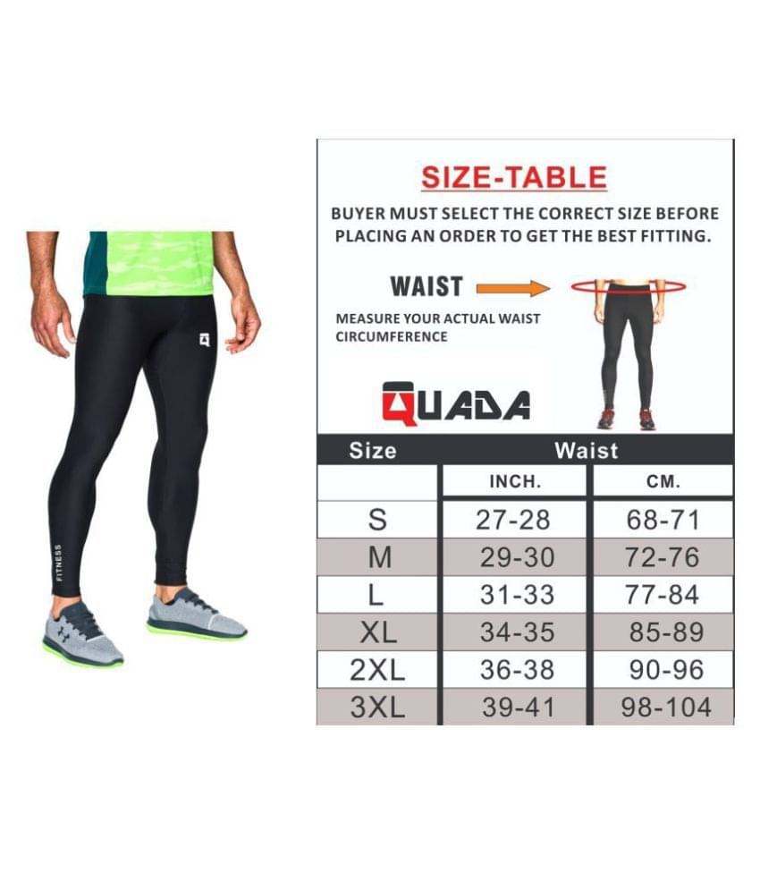     			Quada Compression Lower, Pants Tights, Skins Men's Legging, Base Layer for Gym, Running, Cycling, Cricket, Basketball, Yoga, Football, Tennis, Badminton & More