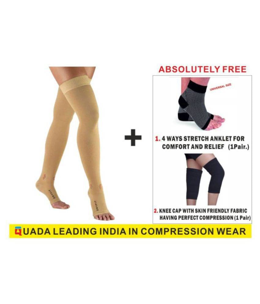 Quada Stockings For Varicose Veins Men & Women Beige (Ankle Support + Knee Cap) Absolutely Free Quada Stockings For Varicose Veins Men & Women Beige (Ankle Support + Knee Cap) Absolutely Free