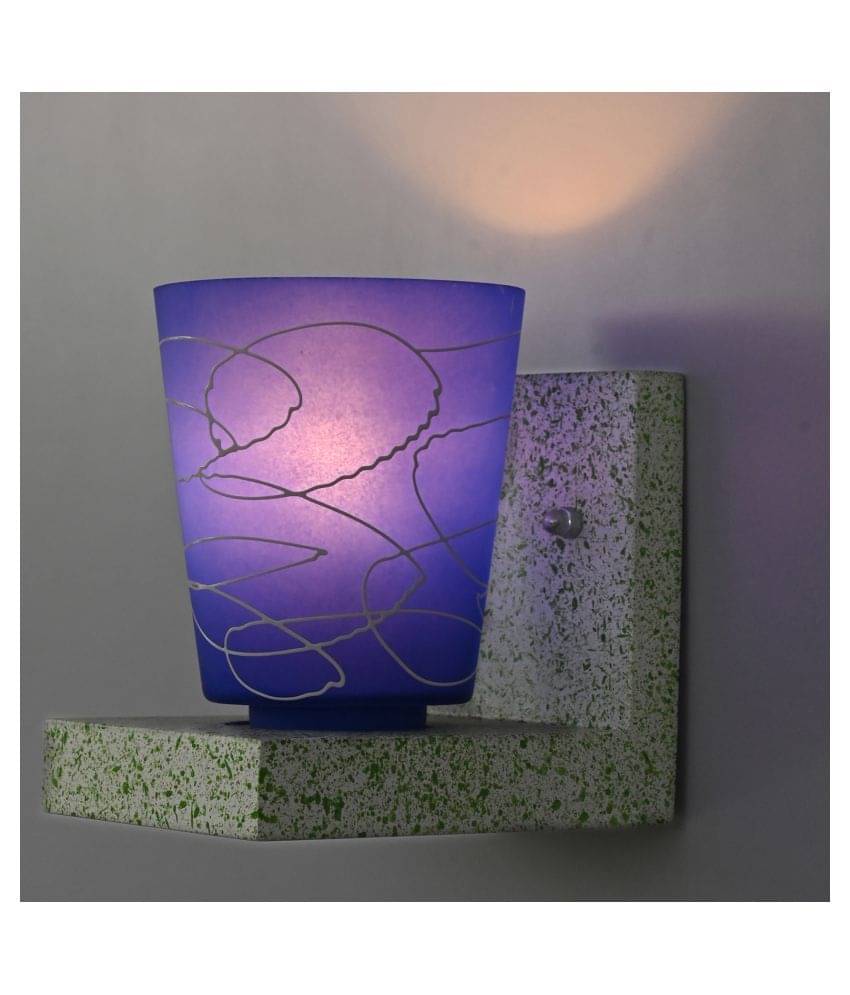     			AFAST Chair Shape Wood Fitting Shade Glass Wall Light Blue - Pack of 1