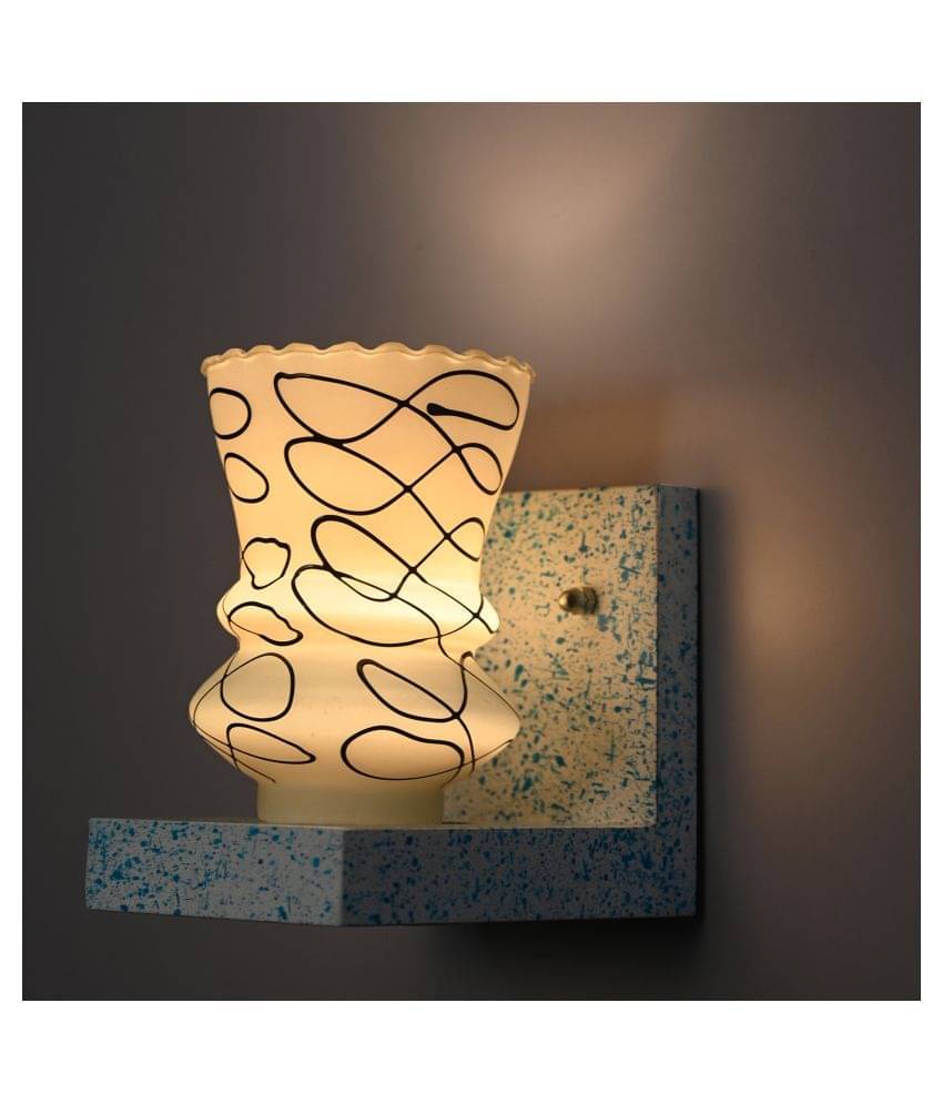     			AFAST Marble Look Wood Fitting Shade Glass Wall Light Black - Pack of 1