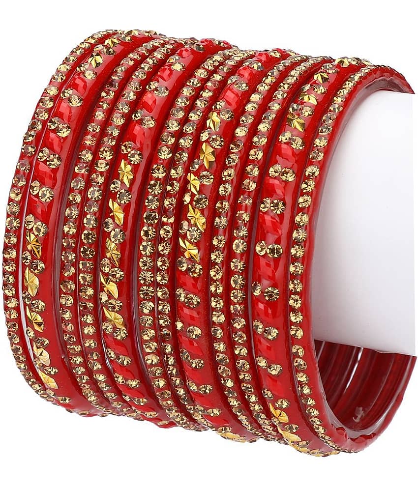 Afast Designer Colorful Collection Red & Golden 12 Fashion Bangle Set Ornamented With Exclusive Beads-GA1.c - Bangles & Bracelets | Buy online on ZillyBuy