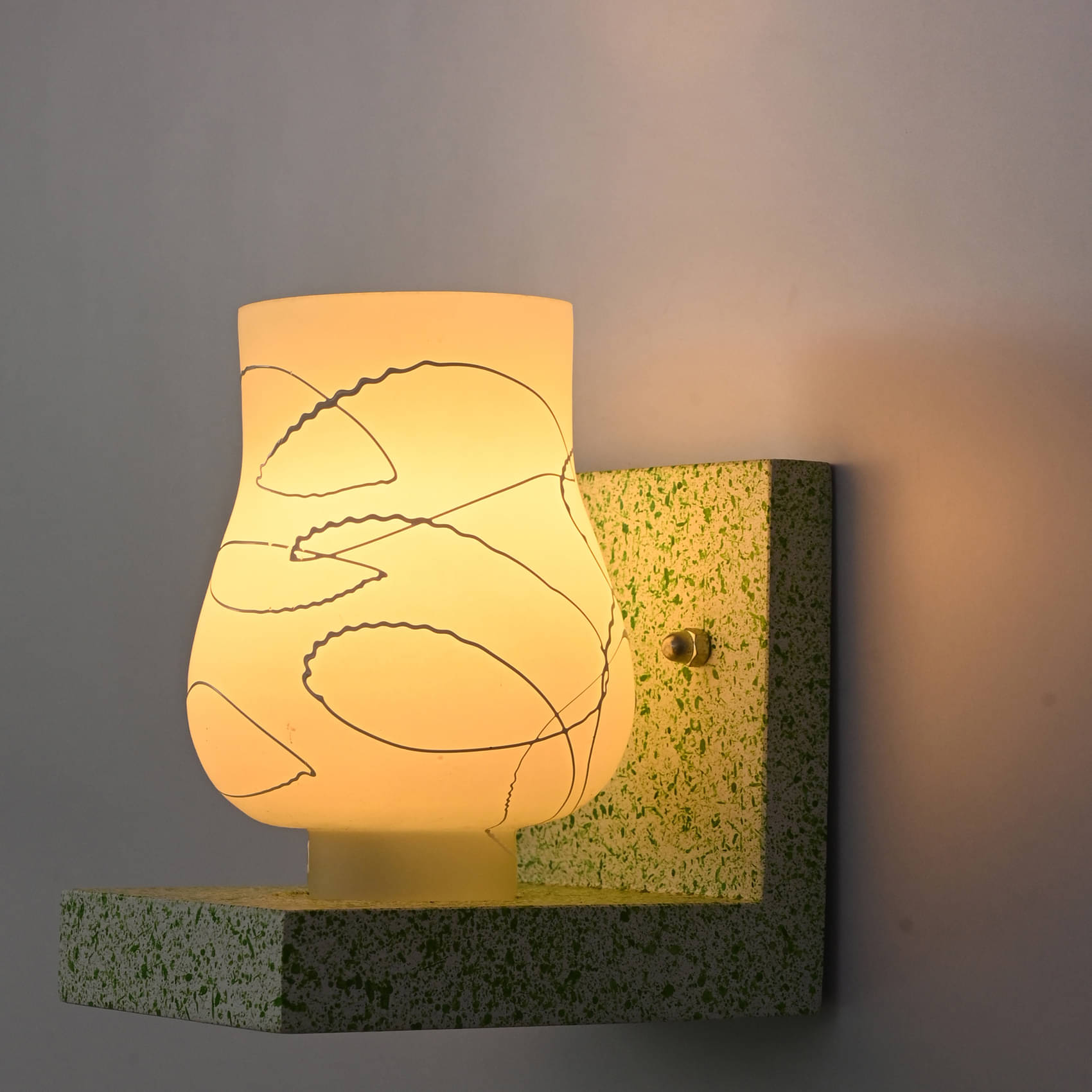     			Somil Chair Shape Wood Fitting Shade Glass Wall Light Green - Pack of 1