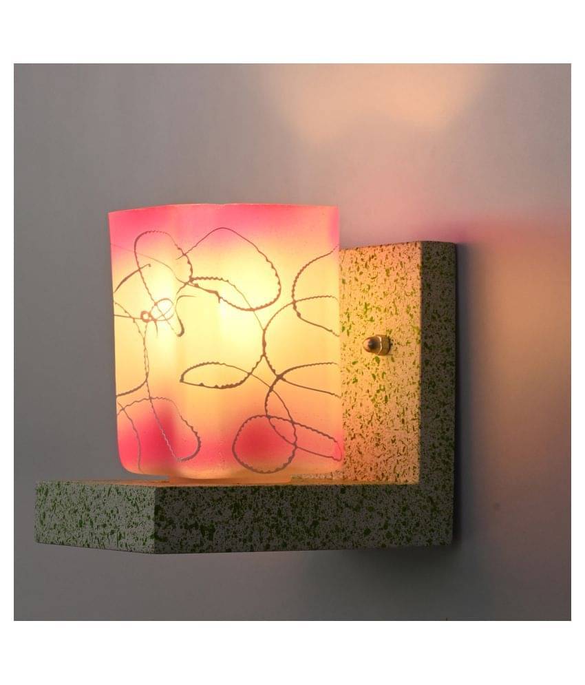     			Somil Chair Shape Wood Fitting Shade Glass Wall Light Pink - Pack of 1