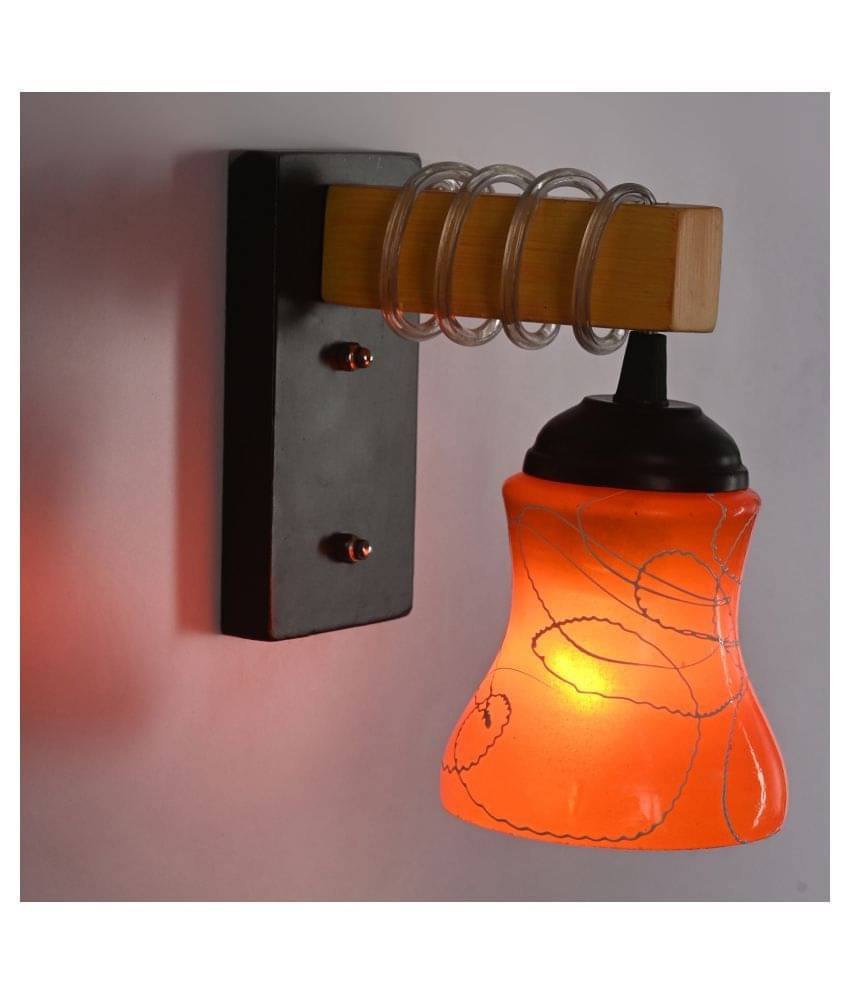 Somil New Pendant Wood Fitting Shade Glass Wall Light Red - Pack of 1     			Somil New Pendant Wood Fitting Shade Glass Wall Light Red - Pack of 1