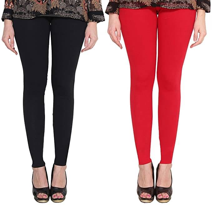     			Robin Romeo Cotton Lycra Red & Black Pack of 2 Leggings