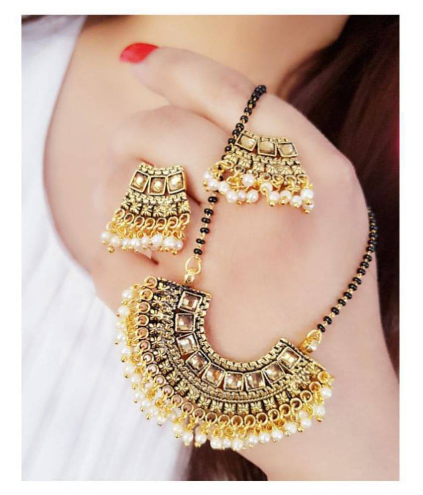 Bhagya Lakshmi Women's Pride Gold Plated Mangalsutra With Earrings For Women Bhagya Lakshmi Women's Pride Gold Plated Mangalsutra With Earrings For Women