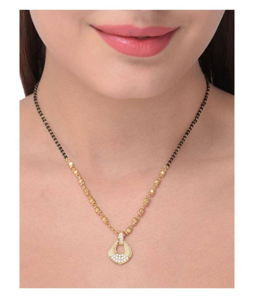     			Bhagya Lakshmi Women's Pride AD Stone Embebbed Traditional Gold Plated Mangalsutra For Women