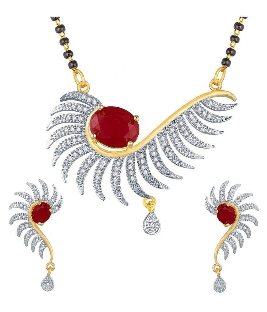 Bhagya Lakshmi Women's Pride Traditional AD Mangalsutra With Earrings For Women Bhagya Lakshmi Women's Pride Traditional AD Mangalsutra With Earrings For Women