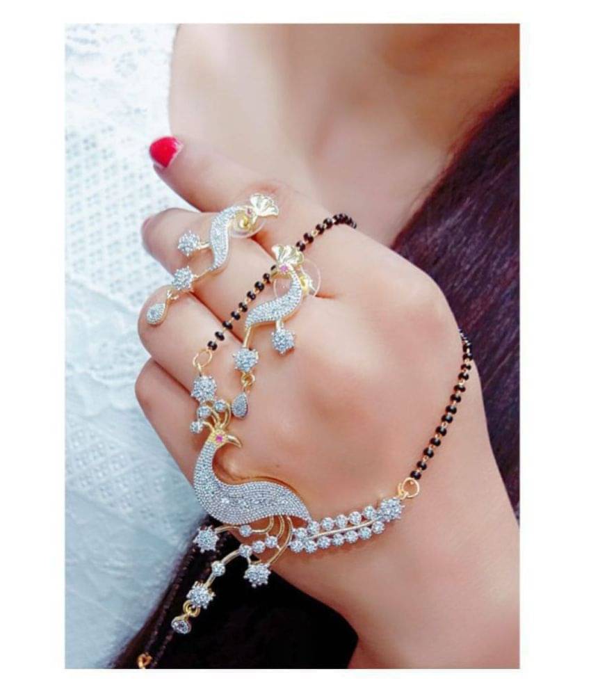 Bhagya Lakshmi Women's Pride Traditional AD Stone Mangalsutra With Earrings For Women     			Bhagya Lakshmi Women's Pride Traditional AD Stone Mangalsutra With Earrings For Women