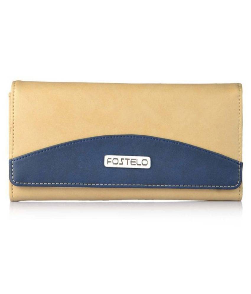     			Fostelo Beige Faux Leather Box Clutch