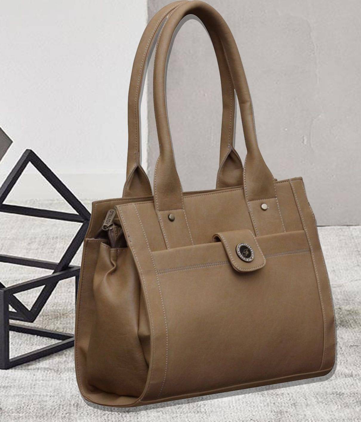     			Fostelo Shoulder Bag Faux Leather Set of 1 ( Beige )