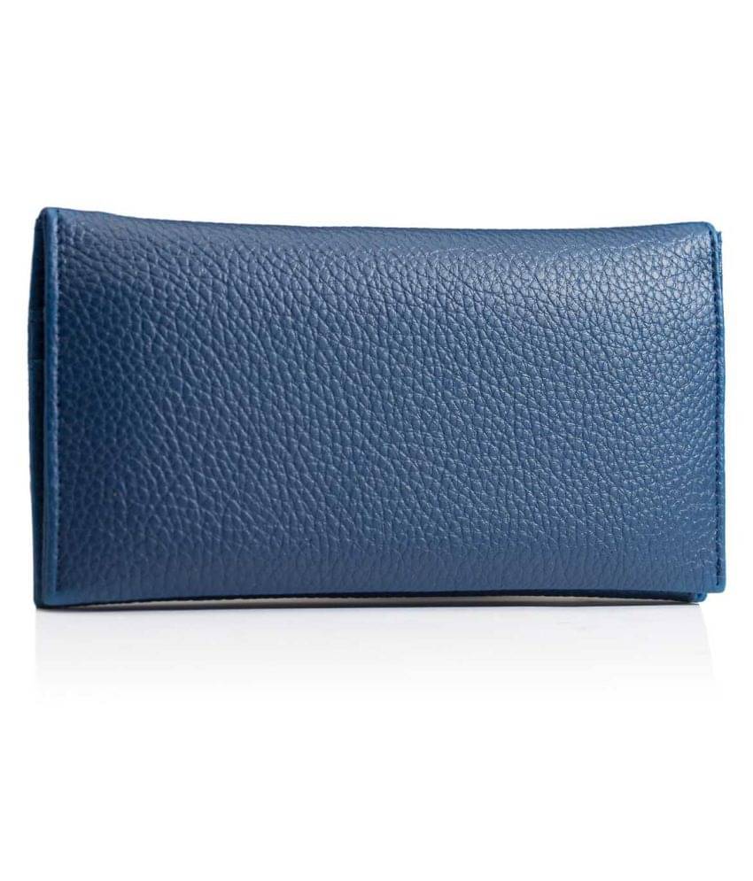     			Fostelo Blue Faux Leather Box Clutch