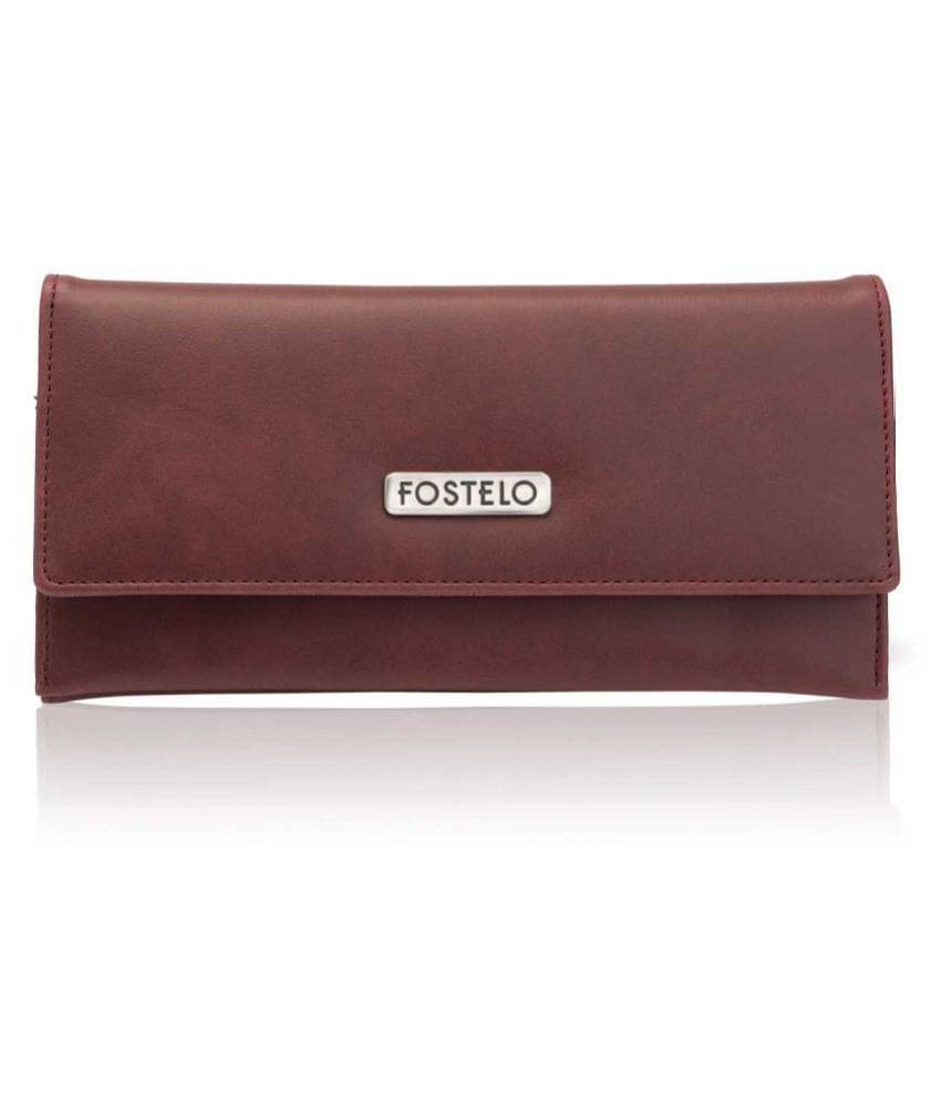     			Fostelo Maroon Faux Leather Box Clutch