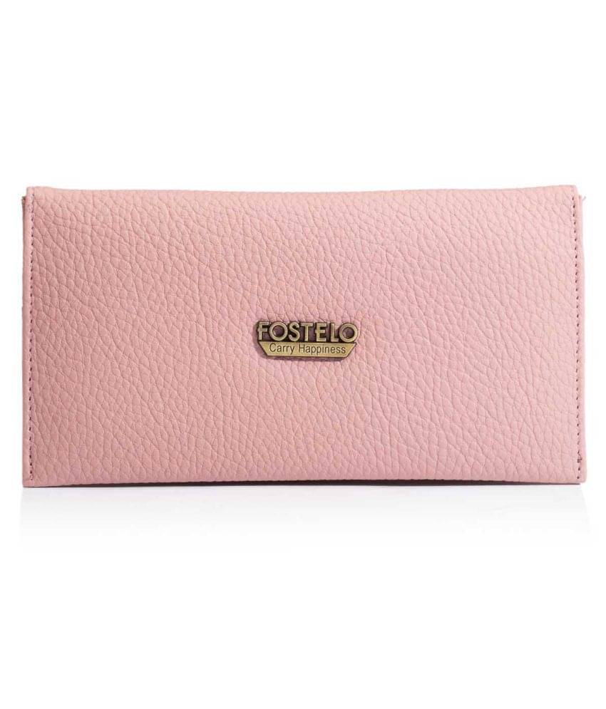     			Fostelo Pink Faux Leather Box Clutch