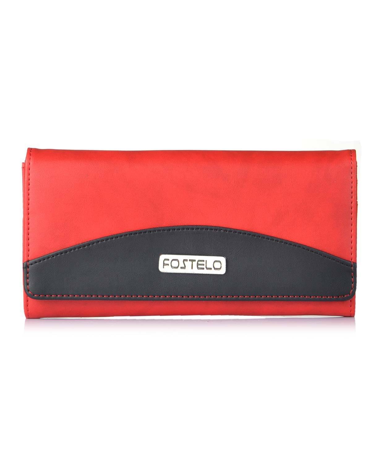     			Fostelo Red Faux Leather Box Clutch