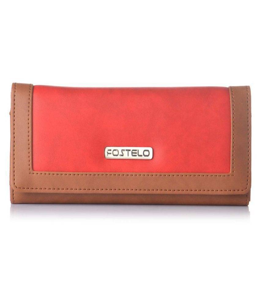    			Fostelo Red Faux Leather Box Clutch